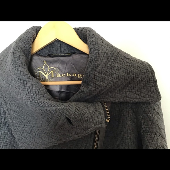 Mackage Jackets & Blazers - MACKAGE Gray Knit Wool & Leather Trim Coat -Small